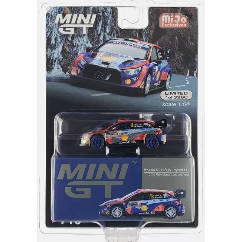 MINI GT 1:64  Hyundai i20 N Rally1 2023 Rally MonteCarlo 3rd Place #11 MGT00710-L RAW CHASE