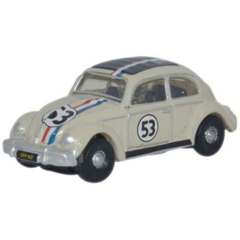 1960s Volkswagen Beetle – Assembled — Herbie #53 (Pearl White, red, blue)