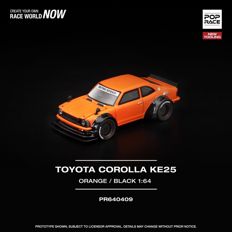 (PRE-ORDER) Pop Race 1:64 Toyota Corolla KE25, ORANGE