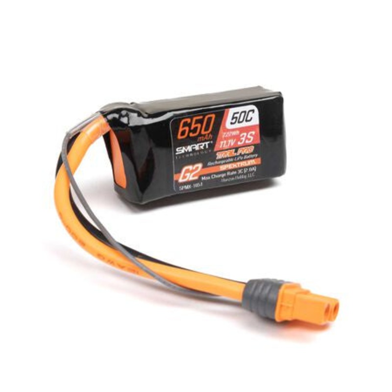 Spektrum 11.1V 650mAh 3S 50C Smart G2 Trail Pro LiPo Battery: IC2 – SPMX-1051