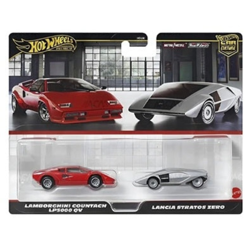 Hot Wheels Premium 1:64 2 Pack Lamborghini Countach LP5000 QV + Lancia Stratos Zero