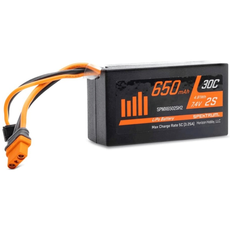 Spektrum 650mAh 2S 7.4V 30C Mini LiPo; IC2 – SPMX6502SH2