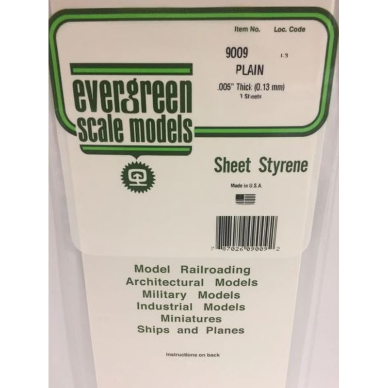 Evergreen 9009 .005 (13mm) Sheet (3pcs)