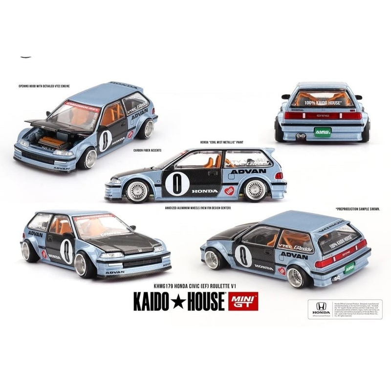 (PRE-ORDER) Mini GTx Kaido House 1:64 Honda Civic (EF) Roulette V1 KHMG179