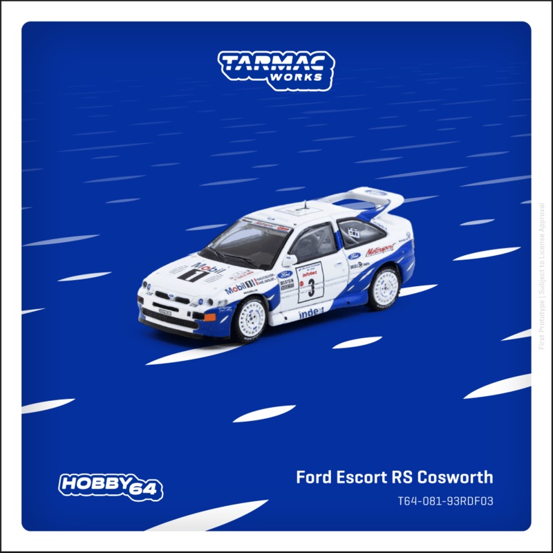 (PRE-ORDER) Tarmac Works 1:64 Ford Escort RS Cosworth Tour de Corse – Rallye de France 1993 Winner