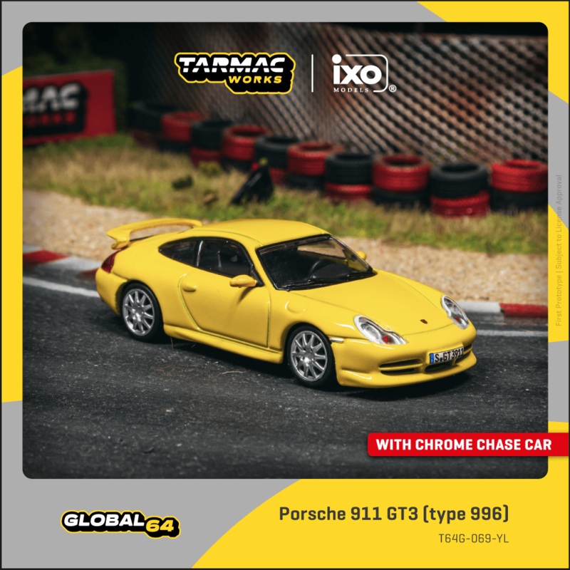 (PRE-ORDER) Tarmac Works 1:64 Porsche 911 GT3 (type 996), Yellow