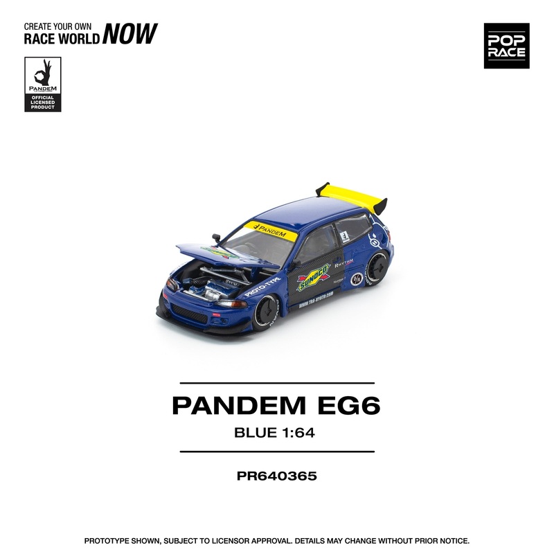 (PRE-ORDER) Pop Race 1:64 Pandem Honda Civic EG6 Blue/Yellow