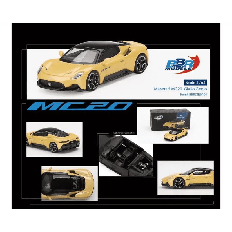 BBR Models 1:64 Maserati MC20 Giallo Genio BBRDIE6404