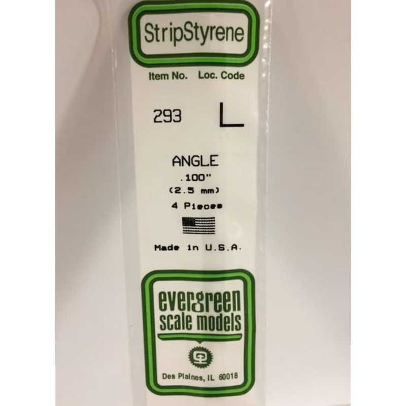 Evergreen 293  .100 / 2.5mm L Angle (4pcs)