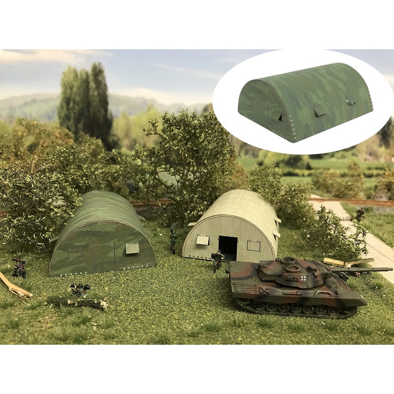 Military tunnel tent with camouflage