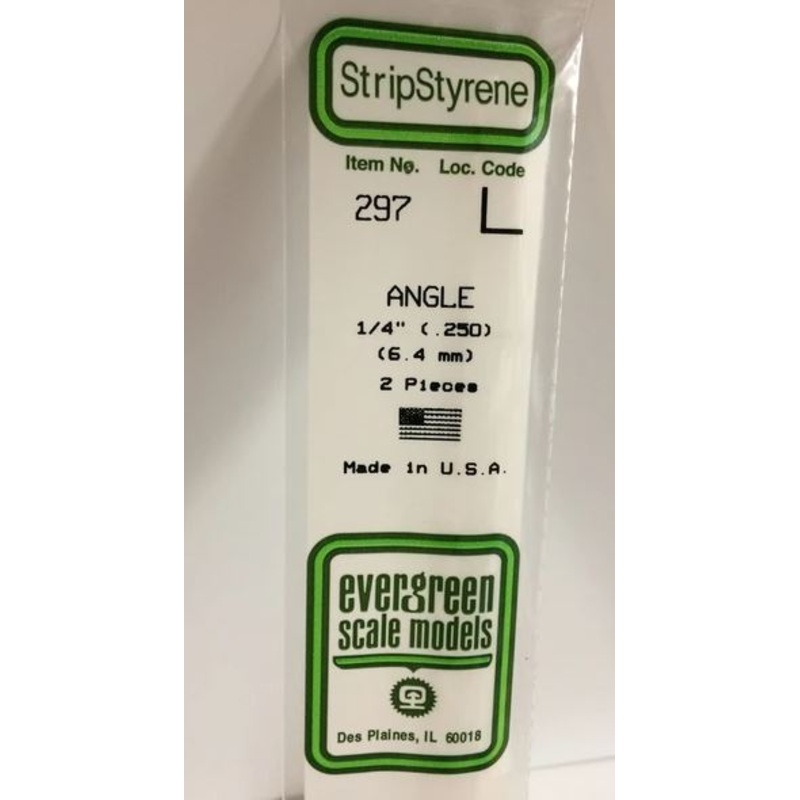 Evergreen 297 .250 / 6.4mm L Angle (2pcs)