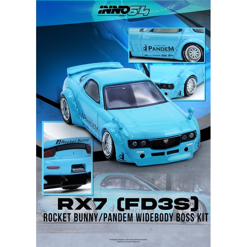 (PRE-ORDER) INNO64 1:64 Mazda RX7 (PANDEM ROCKET BUNNY RX7 (FD3S) Tiffany Blue