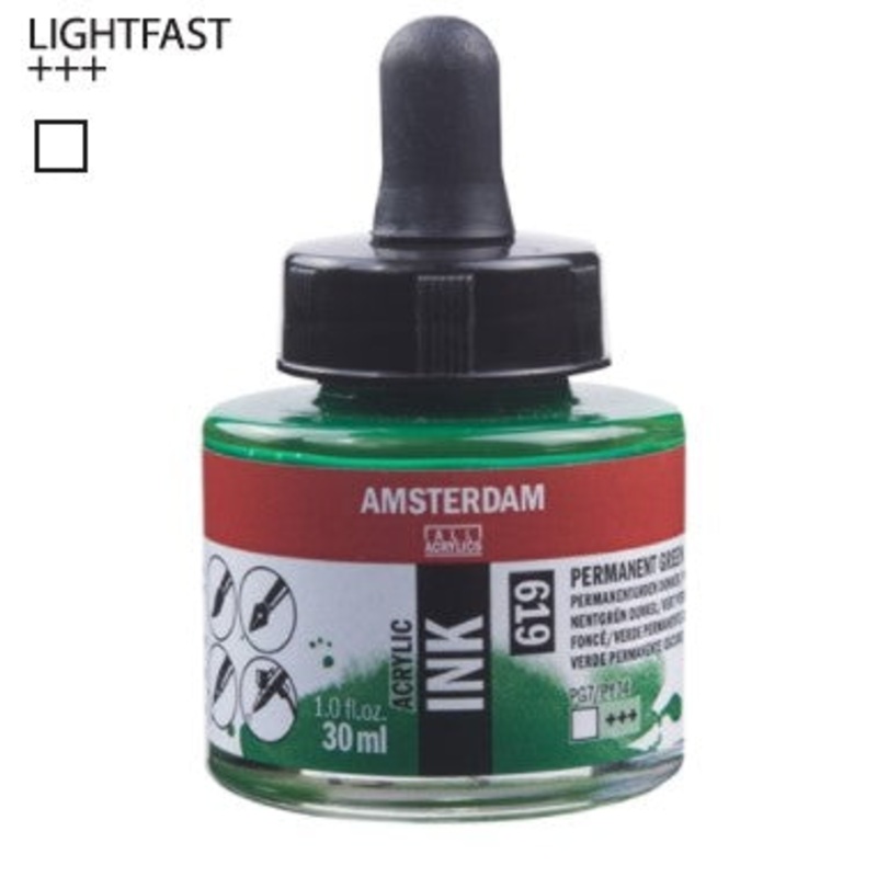 Amsterdam Acrylic Ink # 619 Permanent Green Deep