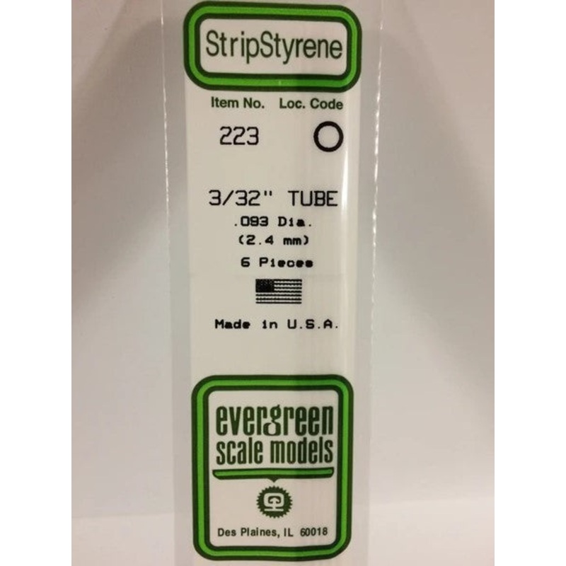 Evergreen 223 .093 / 2.4mm OD Tube  (6pcs)