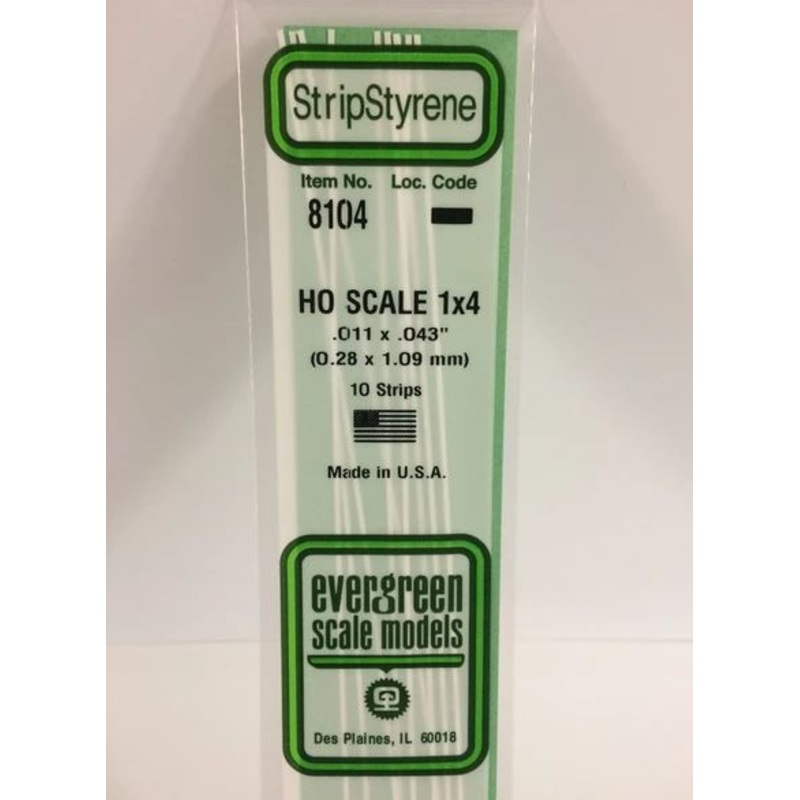 Evergreen 8104 .011 x .046 Ho Scale Strip