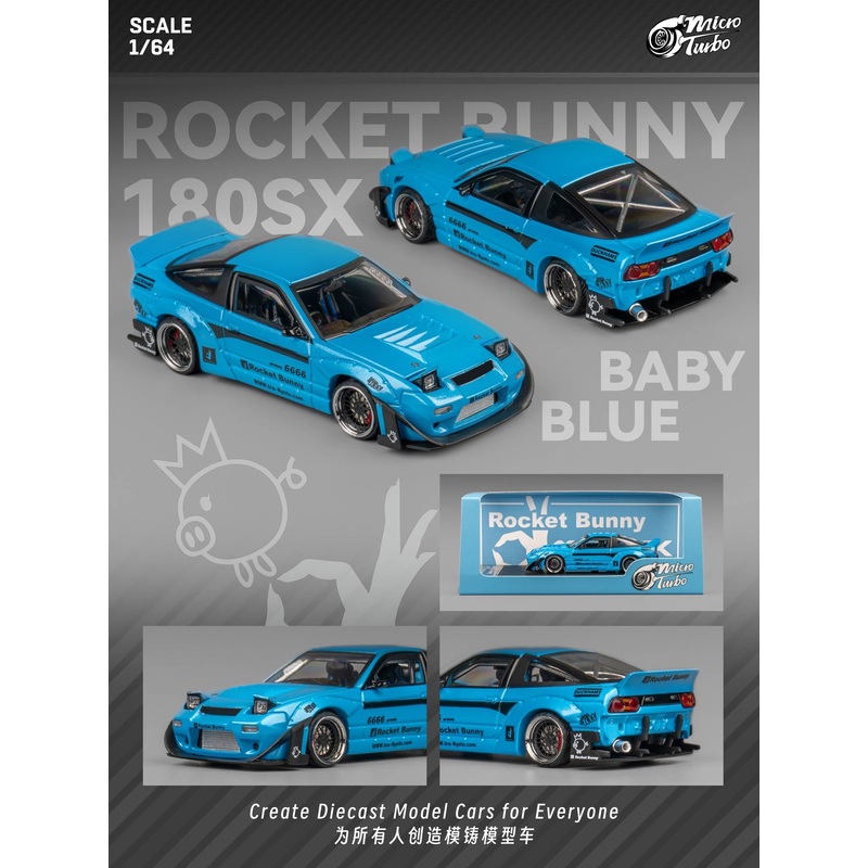 Micro Turbo 1:64 Custom Rocket Bunny Nissan 180SX – BABY BLUE