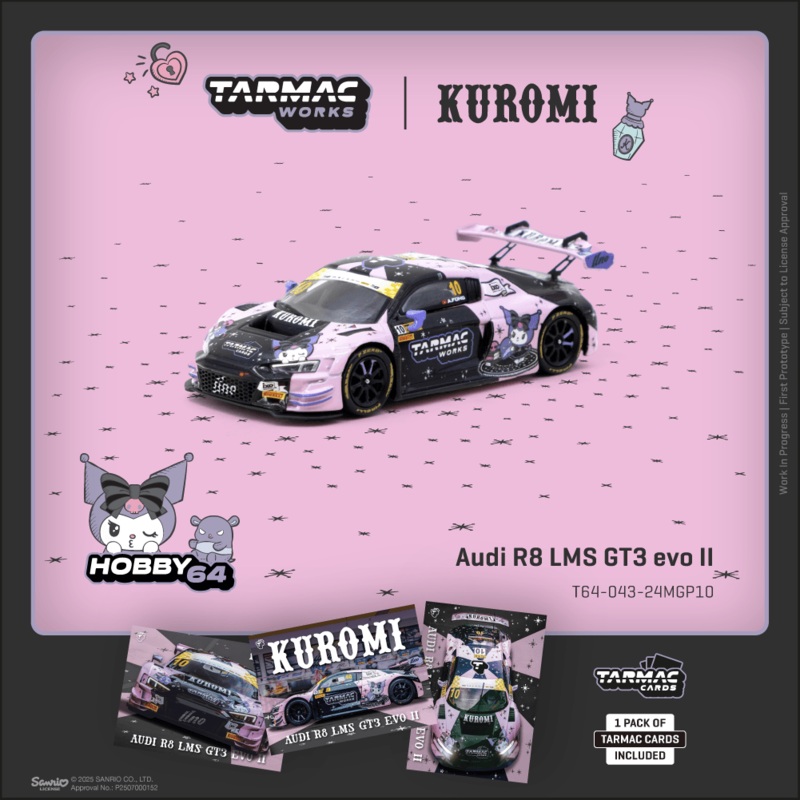 (PRE-ORDER) Tarmac Works 1:64 Audi R8 LMS GT3 evo II Macau GT Cup – FIA GT World Cup 2024 Uno Racing + Trading Cards Combo Set T64-043-24MGP10