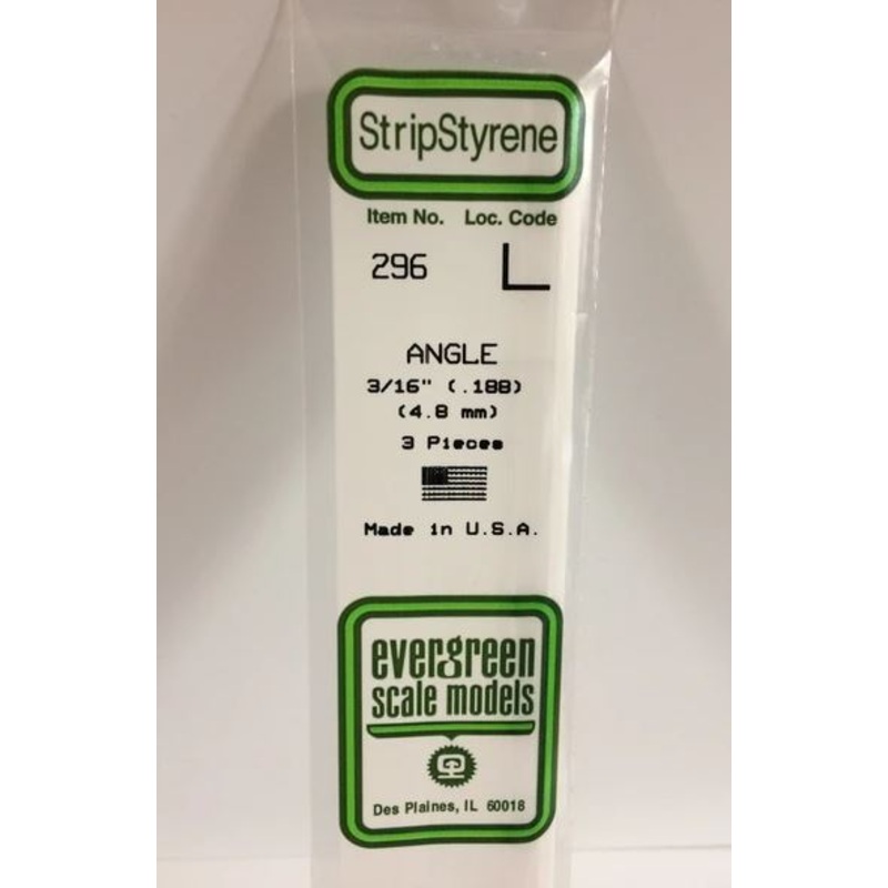 Evergreen 296 .188 / 4.8mm L Angle (3pcs)
