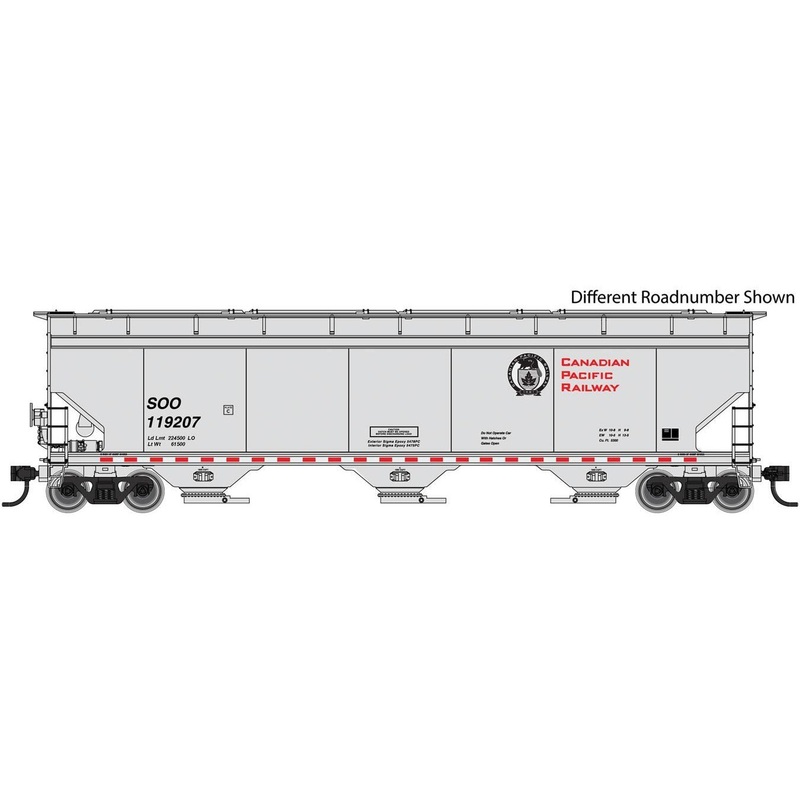 60′ NSC 5150 3-Bay Covered Hopper – Ready to Run — Canadian Pacific SOO #119264 (gray, red, black, Beaver Logo)