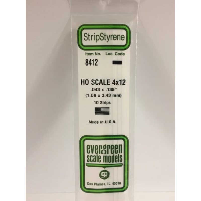 Evergreen 8412 .046 x .138 Ho Scale Strip