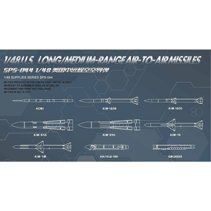 U.S. Long/Medium-Range Air-to-Air Missiles SPS-044 – 1/48 Supplies Series by Meng