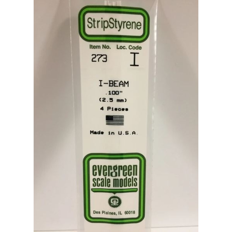 Evergreen 273 .100 / 2.5mm I Beam (4pcs)