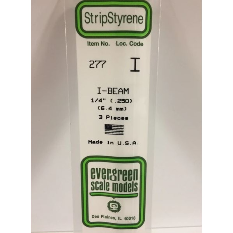Evergreen 277 .250 / 6.3mm I Beam (3pcs)