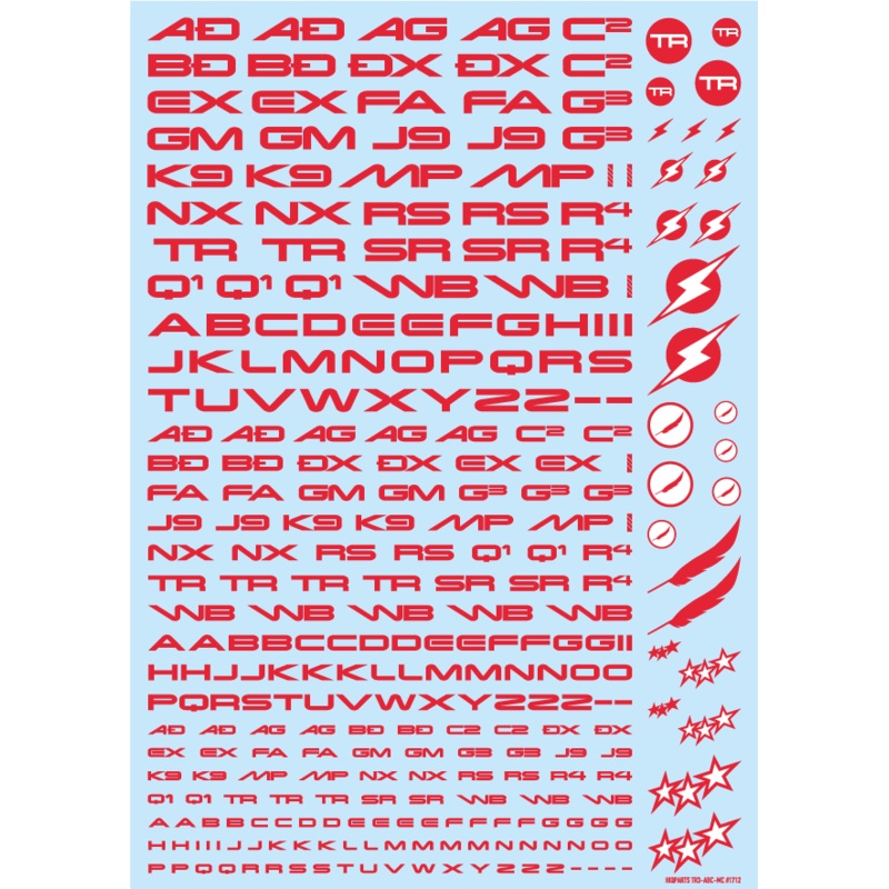 HiQ Parts TR Decal 3 Alphabet Red (1pc)