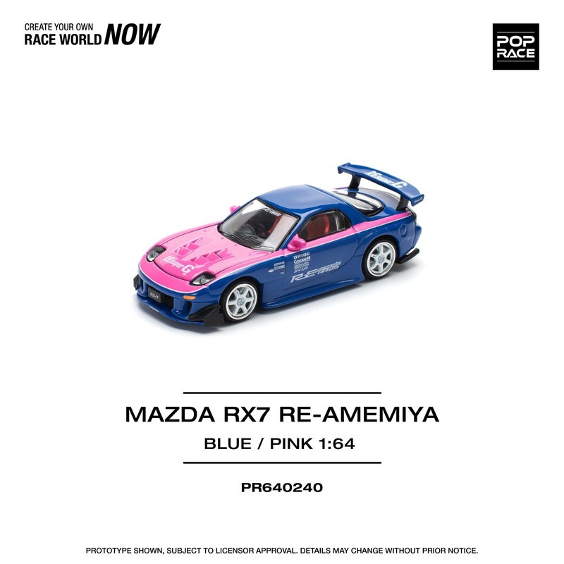 (PRE-ORDER) Pop Race 1:64 Mazda RX-7 (FD3S) RE-AMEMIYA BLUE/PINK