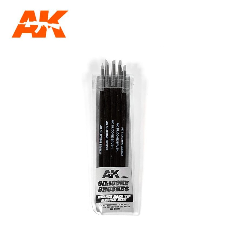 AK Interactive Silicone Brushes Medium Hard Tip, Medium – 5Pk #AK-9086
