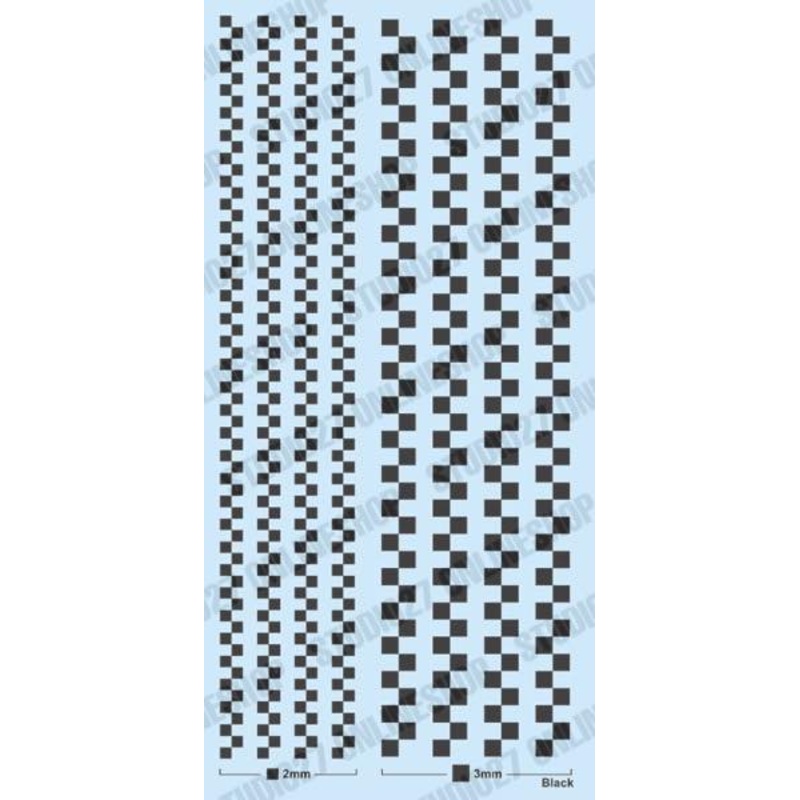 [ Back-order ] Studio27 FP0052 Checkered line decal : Black [2mm,3mm] Original Decals