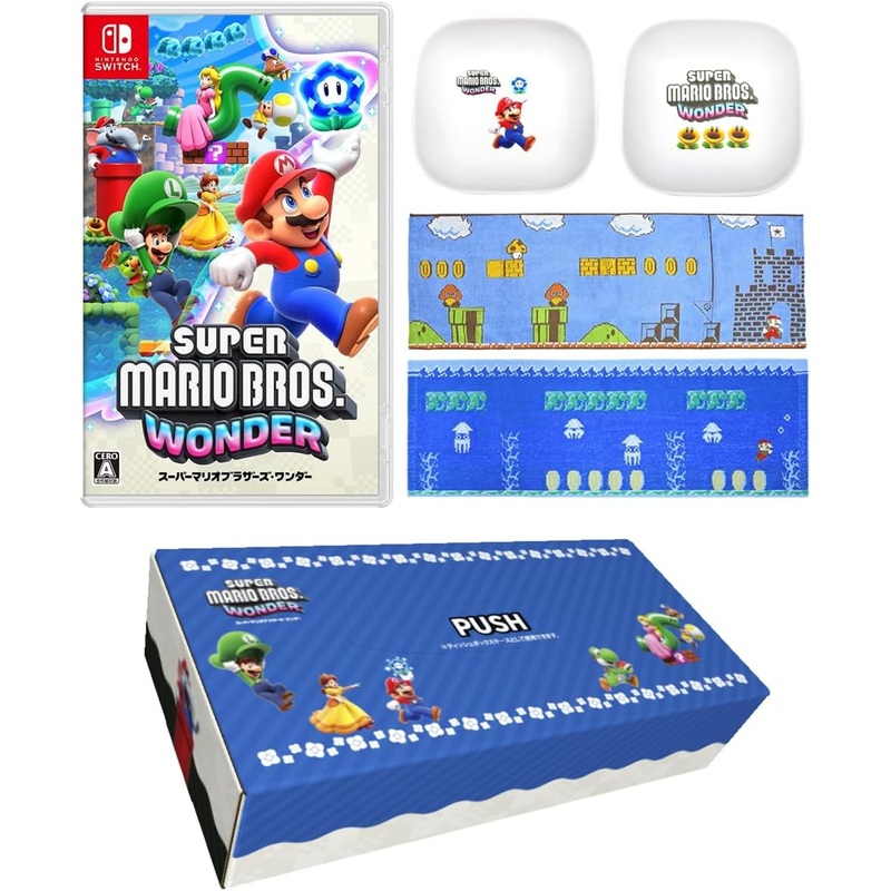 Nintendo Switch Super Mario Bros. Wonder JAPAN var. / Face Towel / Square Small Plate Set (Amazon Limited, Unopened)