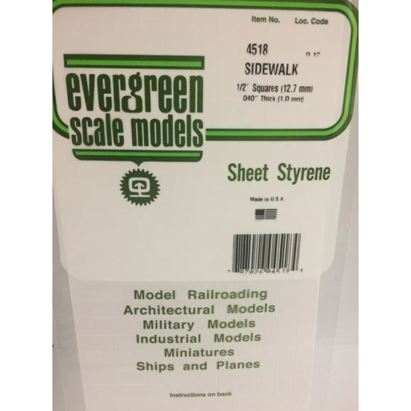 Evergreen 4518  1/2 x 1/2 Sidewalk Sheet