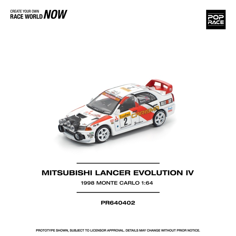 (PRE-ORDER) Pop Race 1:64 Mitsubishi Lancer Evolution IV Monte Carlo Rally