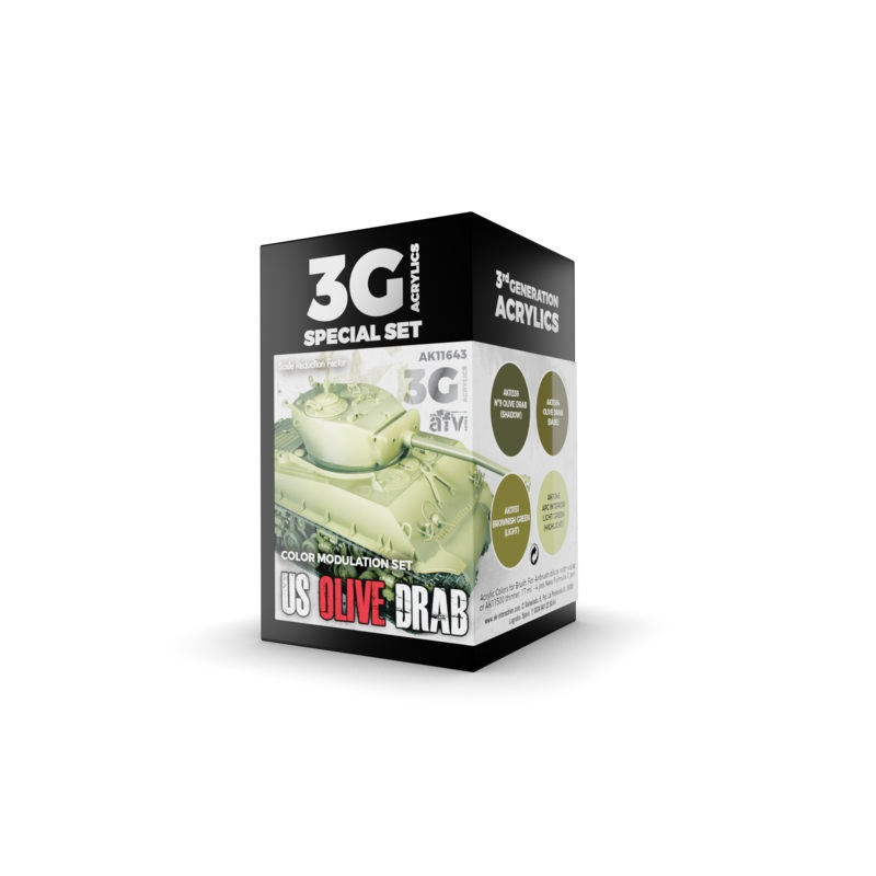 AK Interactive Paint Set 3G Modulation US Olive Drab