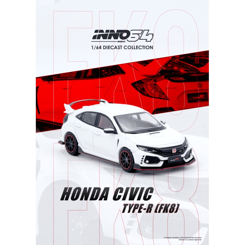 (PRE-ORDER) INNO64 1:64 Honda Civic TYPE-R (FK8) White