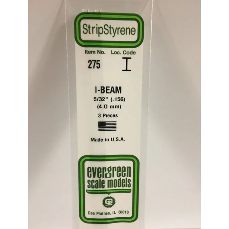 Evergreen 275 .156 / 4mm I Beam (3pcs)