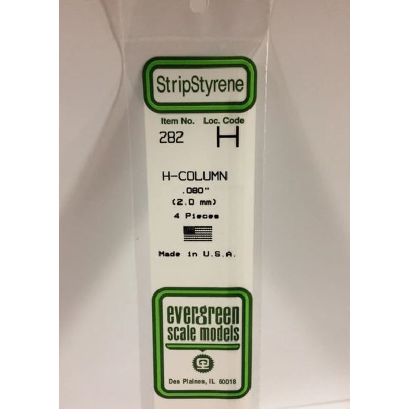 Evergreen 282 .080 / 2mm H Beam (4pcs)