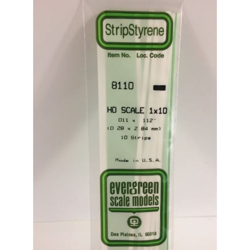 Evergreen 8110 .011 x .0115 Ho Scale Strip