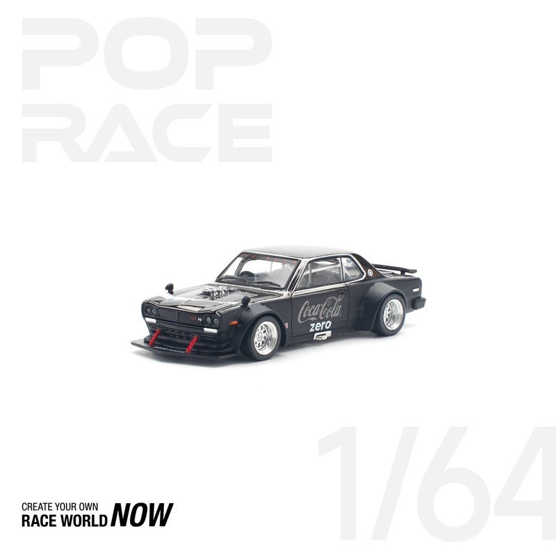Pop Race 1:64 Nissan Skyline GT-R V8 Drift COCA COLA ZERO BLACK CHROME