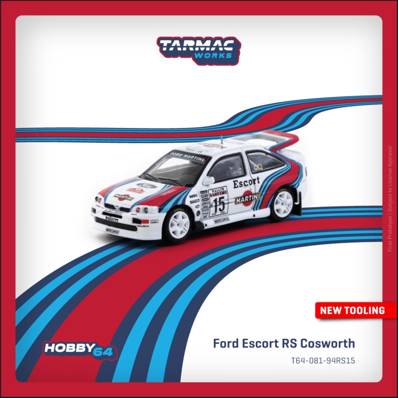(PRE-ORDER) Tarmac Works 1:64 Ford Escort RS Cosworth WRC Rallye Sanremo 1994 T64-081-94RS15