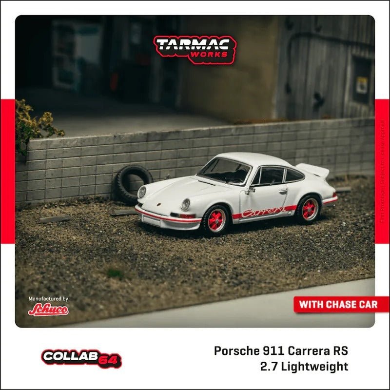 (PRE-ORDER) Tarmac Works 1:64 Porsche 911 Carrera RS 2.7 Lightweight White/Red