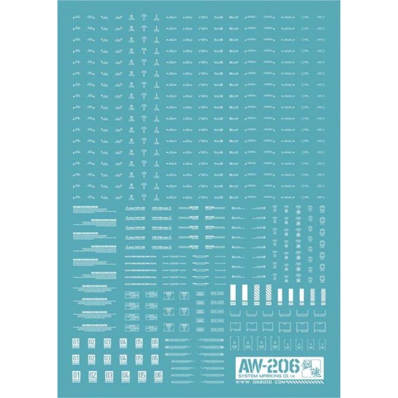 System Markings (Pure White) Waterslide Decals AW-206