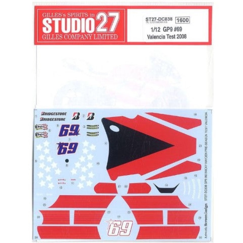 DC838 Studio27 1:12 Ducati GP9 #69 Test 2008 decal