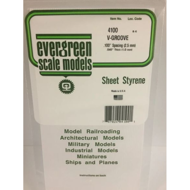 Evergreen 4100 .100 Spacing Vgroove  Sheet
