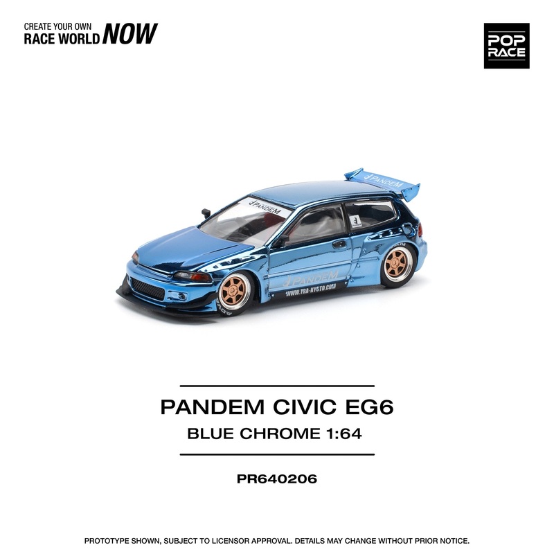 (PRE-ORDER) Pop Race 1:64 Pandem Honda Civic EG6 BLUE CHROME