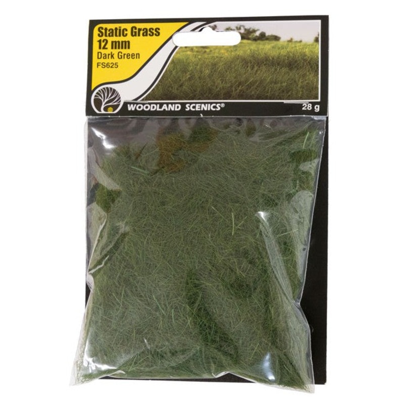 Woodland Scenics FS625 12mm Static Grass – Dark Green