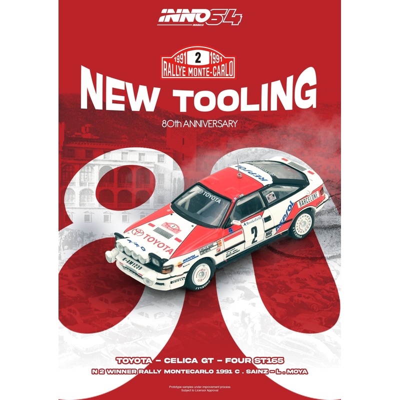 (PRE-ORDER) INNO64 1:64 Toyota Celica GT-FOUR (ST165) Winner Rally Monte Carlo 1991 C. Sainz / L. Moya