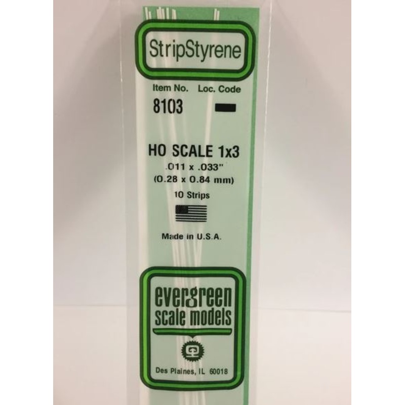 Evergreen 8103 .011 x .034 Ho Scale Strip