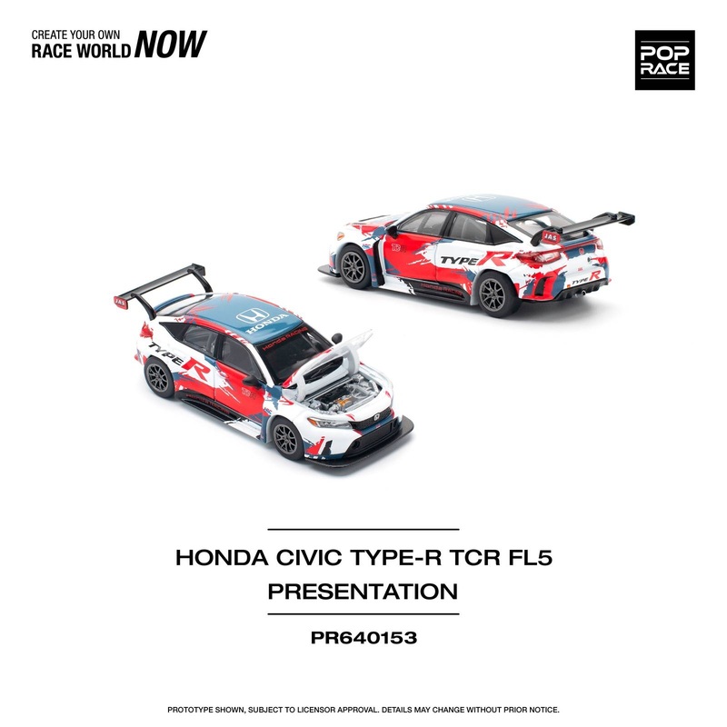 (PRE-ORDER) Pop Race 1:64 Honda Civic FL5 TYPE-R TCR PRESENTATION